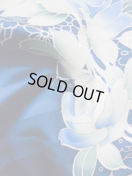 画像20: L0728D  振袖 女性用着物  シルク(正絹)  鮮やか 青, 花 【中古】 【USED】 【リサイクル】 ★★★★☆ (20)