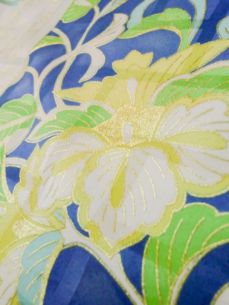 画像20: L0728E  振袖 女性用着物  シルク(正絹)   オフ ホワイト, 花 【中古】 【USED】 【リサイクル】 ★★☆☆☆ (20)