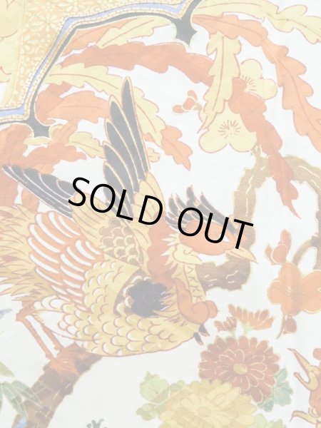 画像9: L0728F  振袖 女性用着物  シルク(正絹)   オフ ホワイト, 桜 【中古】 【USED】 【リサイクル】 ★★★☆☆ (9)