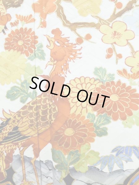 画像10: L0728F  振袖 女性用着物  シルク(正絹)   オフ ホワイト, 桜 【中古】 【USED】 【リサイクル】 ★★★☆☆ (10)