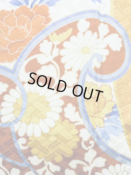 画像13: L0728F  振袖 女性用着物  シルク(正絹)   オフ ホワイト, 桜 【中古】 【USED】 【リサイクル】 ★★★☆☆ (13)