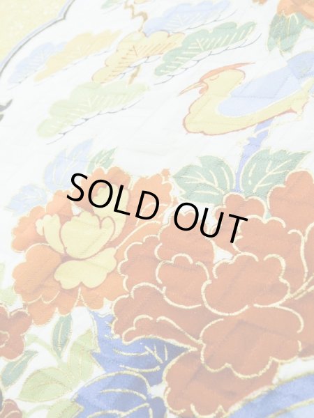 画像14: L0728F  振袖 女性用着物  シルク(正絹)   オフ ホワイト, 桜 【中古】 【USED】 【リサイクル】 ★★★☆☆ (14)