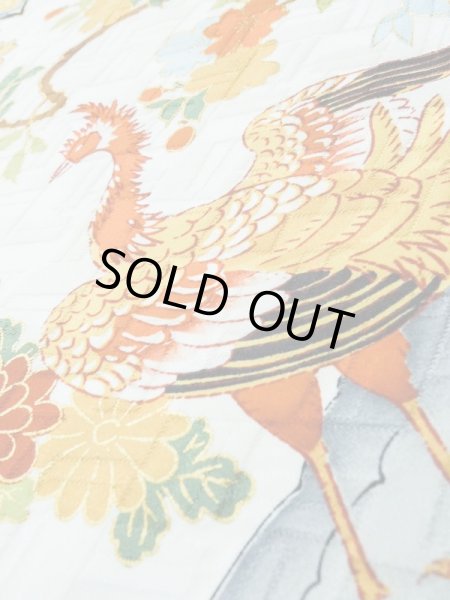 画像16: L0728F  振袖 女性用着物  シルク(正絹)   オフ ホワイト, 桜 【中古】 【USED】 【リサイクル】 ★★★☆☆ (16)