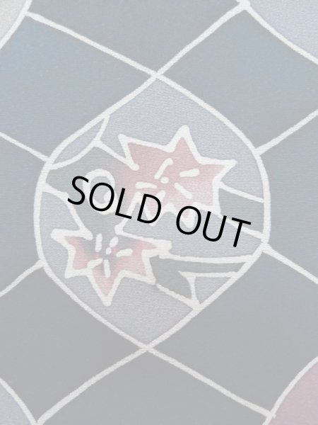 画像5: L0803D  羽織 女性用着物  シルク(正絹)   紺, 花 【中古】 【USED】 【リサイクル】 ★★☆☆☆ (5)