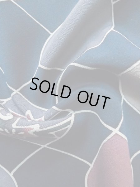 画像11: L0803D  羽織 女性用着物  シルク(正絹)   紺, 花 【中古】 【USED】 【リサイクル】 ★★☆☆☆ (11)