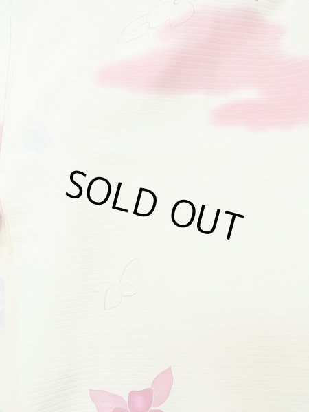 画像3: L0803K  羽織 女性用着物  シルク(正絹)   オフ ホワイト, 花 【中古】 【USED】 【リサイクル】 ★★☆☆☆ (3)