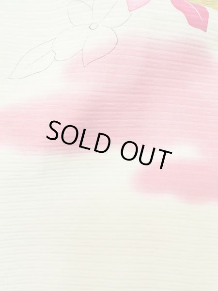 画像5: L0803K  羽織 女性用着物  シルク(正絹)   オフ ホワイト, 花 【中古】 【USED】 【リサイクル】 ★★☆☆☆ (5)