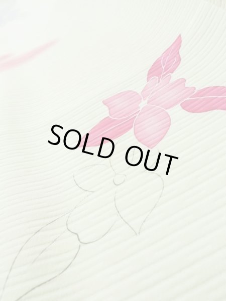 画像9: L0803K  羽織 女性用着物  シルク(正絹)   オフ ホワイト, 花 【中古】 【USED】 【リサイクル】 ★★☆☆☆ (9)