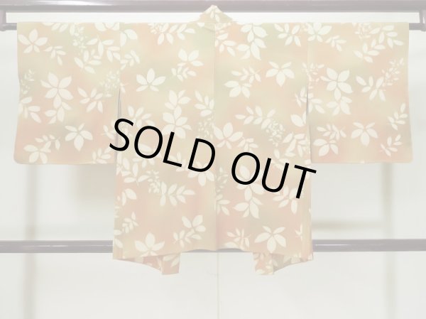 画像2: L0803L  羽織 女性用着物  シルク（正絹） 淡い 茶色み 橙色, 葉 淡い【中古】 【USED】 【リサイクル】 ★★★☆☆ (2)
