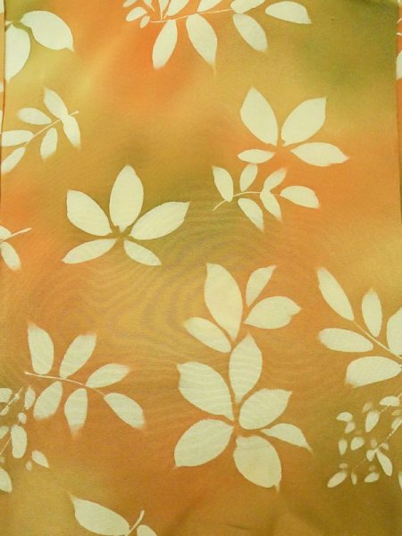 画像3: L0803L  羽織 女性用着物  シルク(正絹) 淡い 茶色み 橙色, 葉 淡い【中古】 【USED】 【リサイクル】 ★★★☆☆ (3)