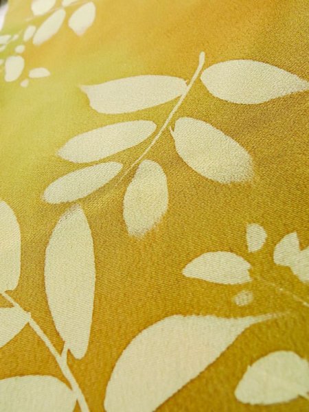 画像8: L0803L  羽織 女性用着物  シルク(正絹) 淡い 茶色み 橙色, 葉 淡い【中古】 【USED】 【リサイクル】 ★★★☆☆ (8)