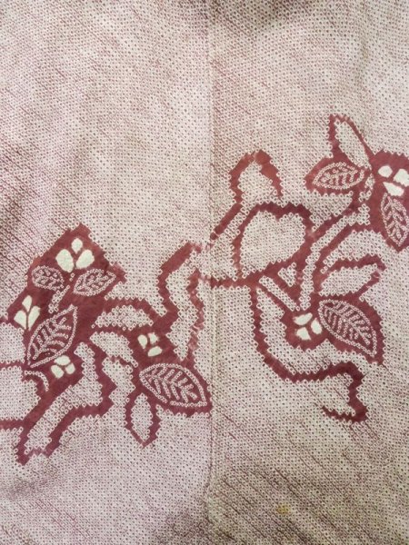 画像3: L0803P  羽織 女性用着物  シルク(正絹)   えんじ, 花 【中古】 【USED】 【リサイクル】 ★★☆☆☆ (3)