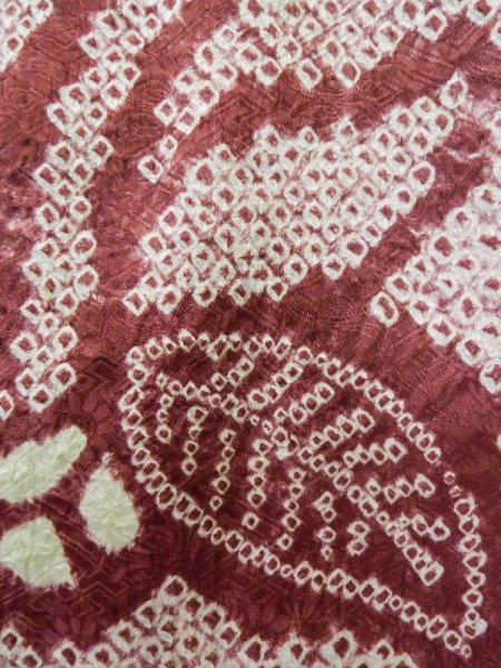 画像5: L0803P  羽織 女性用着物  シルク(正絹)   えんじ, 花 【中古】 【USED】 【リサイクル】 ★★☆☆☆ (5)