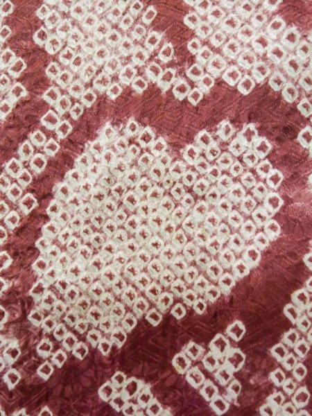 画像6: L0803P  羽織 女性用着物  シルク(正絹)   えんじ, 花 【中古】 【USED】 【リサイクル】 ★★☆☆☆ (6)