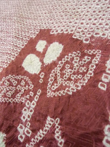 画像7: L0803P  羽織 女性用着物  シルク(正絹)   えんじ, 花 【中古】 【USED】 【リサイクル】 ★★☆☆☆ (7)