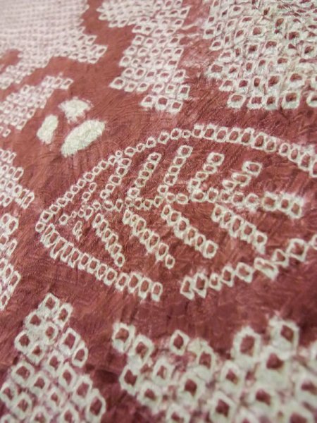 画像8: L0803P  羽織 女性用着物  シルク(正絹)   えんじ, 花 【中古】 【USED】 【リサイクル】 ★★☆☆☆ (8)