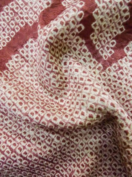 画像10: L0803P  羽織 女性用着物  シルク(正絹)   えんじ, 花 【中古】 【USED】 【リサイクル】 ★★☆☆☆ (10)