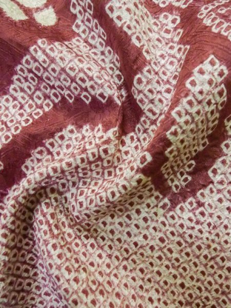 画像11: L0803P  羽織 女性用着物  シルク(正絹)   えんじ, 花 【中古】 【USED】 【リサイクル】 ★★☆☆☆ (11)