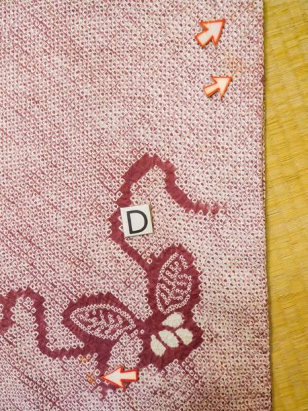 画像16: L0803P  羽織 女性用着物  シルク(正絹)   えんじ, 花 【中古】 【USED】 【リサイクル】 ★★☆☆☆ (16)