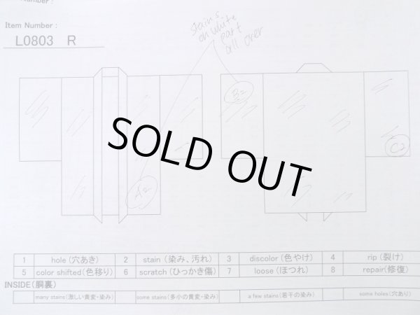 画像15: L0803R  羽織 女性用着物 地紋:矢羽根 シルク(正絹)   赤色, 花 【中古】 【USED】 【リサイクル】 ★★☆☆☆ (15)