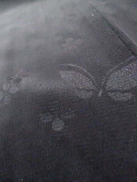 画像11: L0804A  羽織 女性用着物  化繊   黒,  【中古】 【USED】 【リサイクル】 ★★☆☆☆ (11)