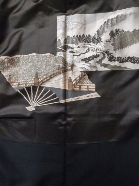 画像5: L0824B  男性用羽織 男性用着物  シルク(正絹)   黒,  【中古】 【USED】 【リサイクル】 ★☆☆☆☆ (5)