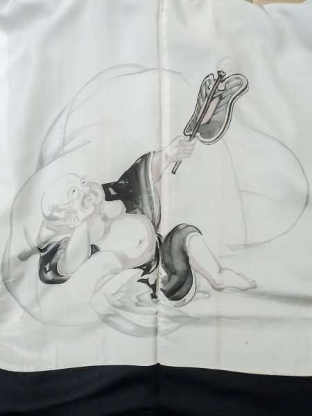 画像5: L0824C  男性用羽織 男性用着物  シルク(正絹)   黒,  【中古】 【USED】 【リサイクル】 ★★☆☆☆ (5)