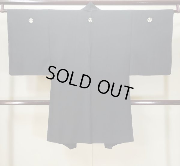 画像2: L0824D Mint  男性用羽織 男性用着物  シルク（正絹）   黒,  【中古】 【USED】 【リサイクル】 ★★★★☆ (2)