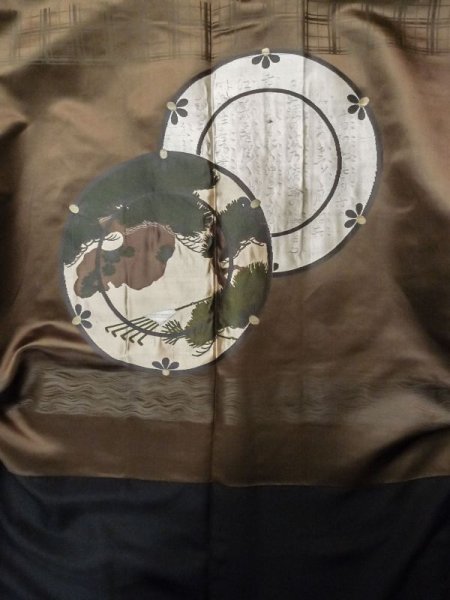 画像5: L0824E  男性用羽織 男性用着物  シルク(正絹)   黒,  【中古】 【USED】 【リサイクル】 ★★☆☆☆ (5)