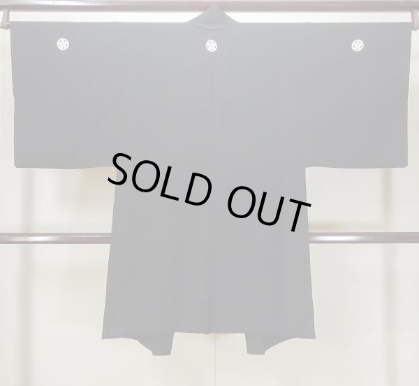 画像2: L0824H  男性用羽織 男性用着物  シルク(正絹)   黒,  【中古】 【USED】 【リサイクル】 ★★☆☆☆ (2)