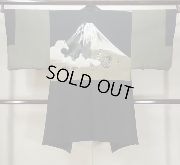 画像3: L0824H  男性用羽織 男性用着物  シルク(正絹)   黒,  【中古】 【USED】 【リサイクル】 ★★☆☆☆ (3)