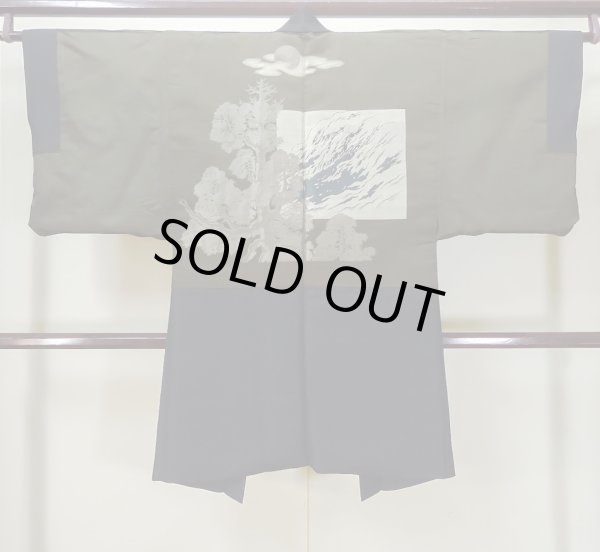 画像3: L0824I  男性用羽織 男性用着物  シルク(正絹)   黒,  【中古】 【USED】 【リサイクル】 ★★☆☆☆ (3)