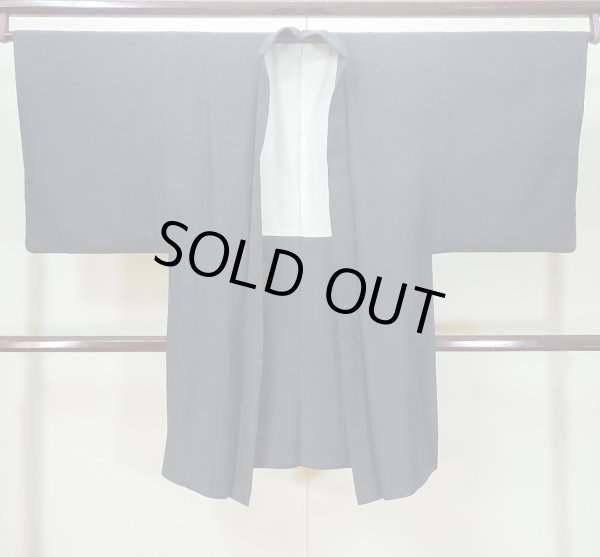 画像1: L0824K  男性用羽織 男性用着物  シルク（正絹）   黒,  【中古】 【USED】 【リサイクル】 ★★★☆☆ (1)