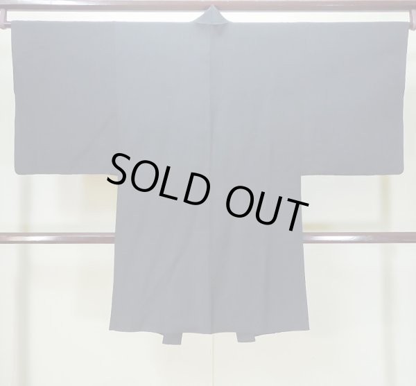 画像2: L0824K  男性用羽織 男性用着物  シルク（正絹）   黒,  【中古】 【USED】 【リサイクル】 ★★★☆☆ (2)