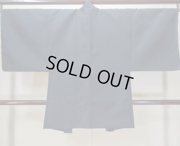 画像2: L0824V Mint  男性用羽織 男性用着物  ウール  深い 青, 線 【中古】 【USED】 【リサイクル】 ★★★★★ (2)