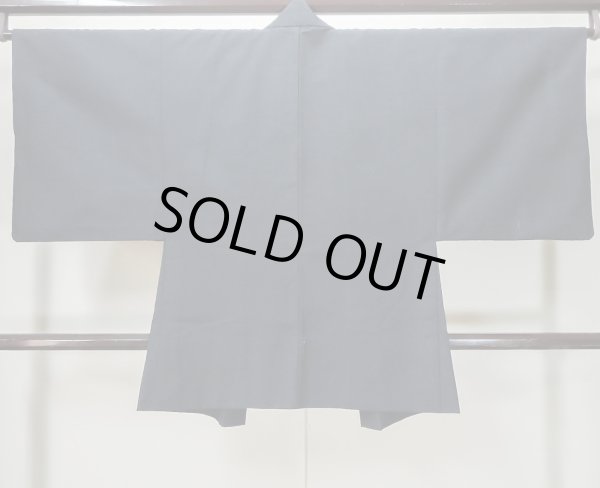 画像2: L0825C Mint  男性用羽織 男性用着物  ウール  青み 黒, 幾何学模様 【中古】 【USED】 【リサイクル】 ★★★★☆ (2)