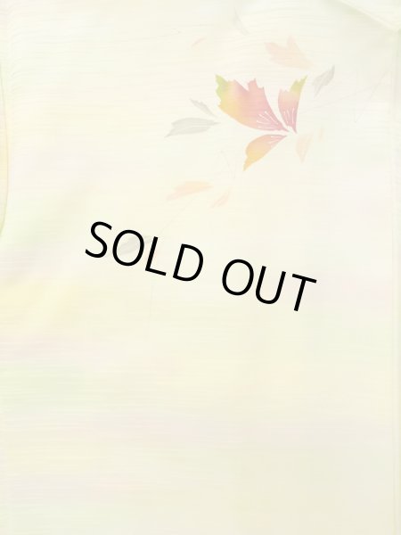 画像3: L0907B Mint  羽織 女性用着物  化繊 淡い 薄い 黄色, 葉 薄い【中古】 【USED】 【リサイクル】 ★★★★☆ (3)