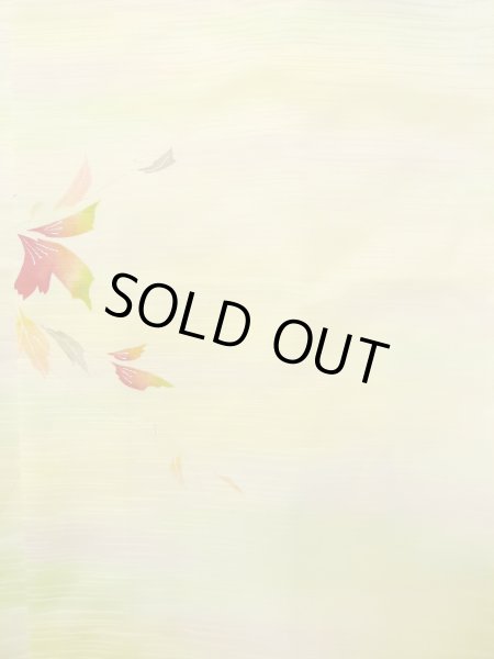 画像4: L0907B Mint  羽織 女性用着物  化繊 淡い 薄い 黄色, 葉 薄い【中古】 【USED】 【リサイクル】 ★★★★☆ (4)