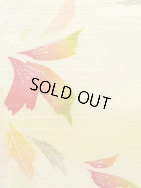 画像5: L0907B Mint  羽織 女性用着物  化繊 淡い 薄い 黄色, 葉 薄い【中古】 【USED】 【リサイクル】 ★★★★☆ (5)