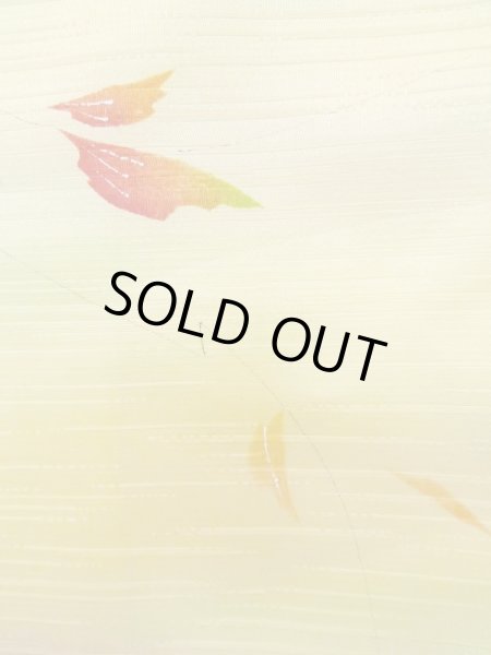 画像6: L0907B Mint  羽織 女性用着物  化繊 淡い 薄い 黄色, 葉 薄い【中古】 【USED】 【リサイクル】 ★★★★☆ (6)