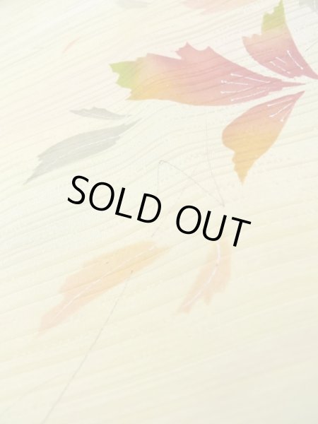 画像8: L0907B Mint  羽織 女性用着物  化繊 淡い 薄い 黄色, 葉 薄い【中古】 【USED】 【リサイクル】 ★★★★☆ (8)