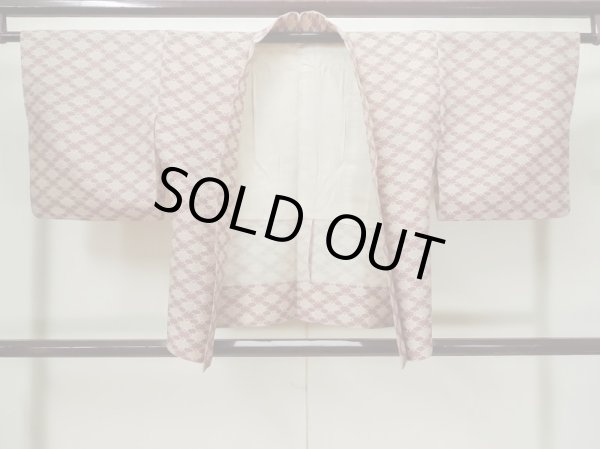 画像1: L0907C  羽織 女性用着物  化繊 淡い 薄い えんじ, 抽象的模様 【中古】 【USED】 【リサイクル】 ★☆☆☆☆ (1)