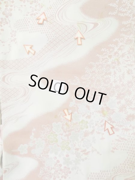 画像16: L0907N  羽織 女性用着物  シルク(正絹)  淡い 桃色, 菊 【中古】 【USED】 【リサイクル】 ★★☆☆☆ (16)