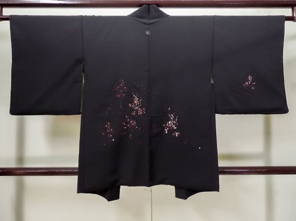 画像2: L0907S Mint  羽織 女性用着物  シルク(正絹)   黒, 木 【中古】 【USED】 【リサイクル】 ★★★★☆ (2)