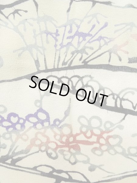 画像6: L0907Z  羽織 女性用着物  シルク(正絹)   オフ ホワイト, 花 【中古】 【USED】 【リサイクル】 ★★☆☆☆ (6)