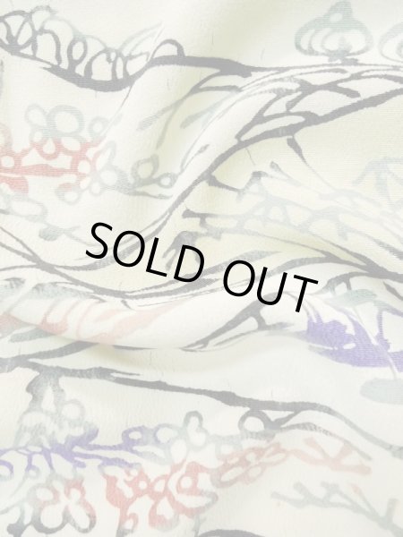 画像11: L0907Z  羽織 女性用着物  シルク(正絹)   オフ ホワイト, 花 【中古】 【USED】 【リサイクル】 ★★☆☆☆ (11)