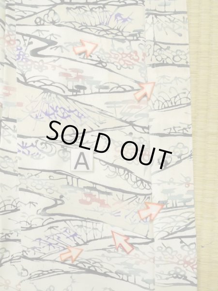 画像14: L0907Z  羽織 女性用着物  シルク(正絹)   オフ ホワイト, 花 【中古】 【USED】 【リサイクル】 ★★☆☆☆ (14)