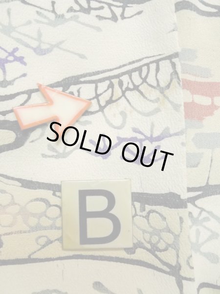 画像15: L0907Z  羽織 女性用着物  シルク(正絹)   オフ ホワイト, 花 【中古】 【USED】 【リサイクル】 ★★☆☆☆ (15)