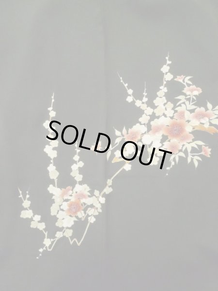 画像3: L0914B  羽織 女性用着物  シルク（正絹）   黒, 桜 【中古】 【USED】 【リサイクル】 ★★★★☆ (3)