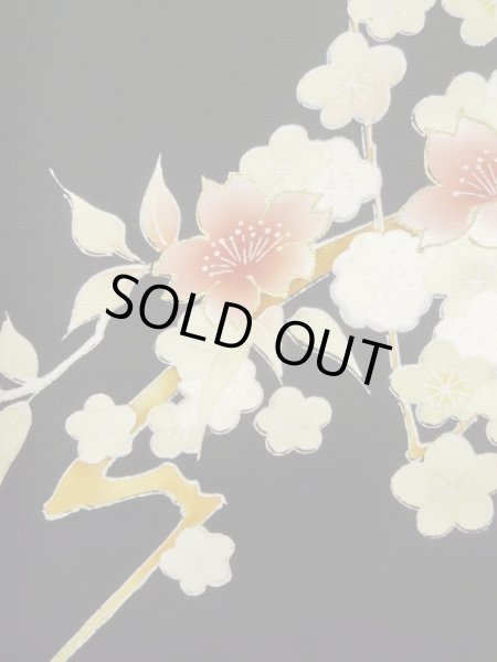 画像6: L0914B  羽織 女性用着物  シルク（正絹）   黒, 桜 【中古】 【USED】 【リサイクル】 ★★★★☆ (6)